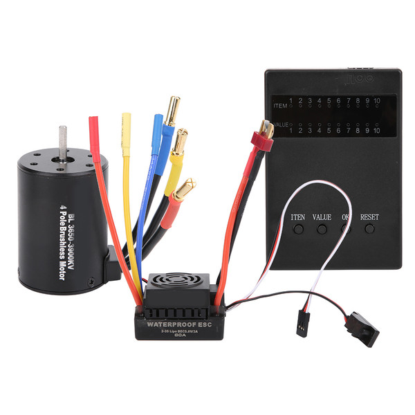 3650 3900KV Brushless Motor Program Card 60A ESC with Waterproof BEC for 1/10 RC Car