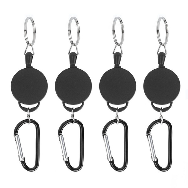 4pcs Telescopic Keychain Anti‑Theft Creative Retractable Key Ring Nylon Rope Outdoor Carabiner Holder for Mobile Phones Wallets