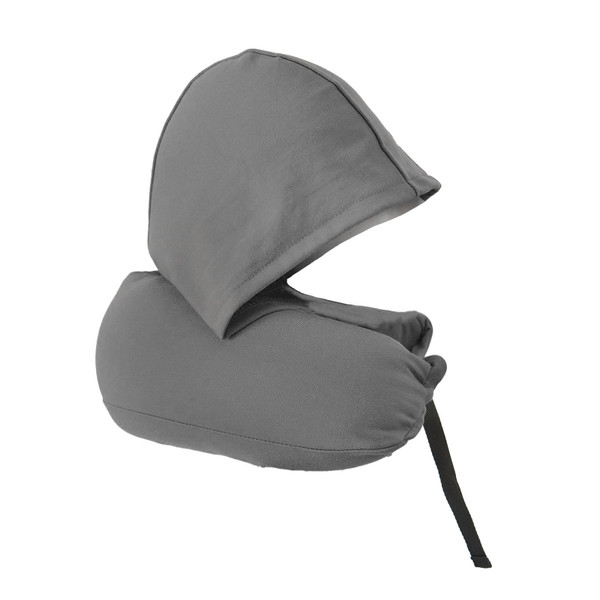 Hoodie Travel Pillow Hooded Neck Pillow Adjustable Ergonomic Travel Neck Pillow for Airplane Flight Headrest Sleep U Type Dark Gray