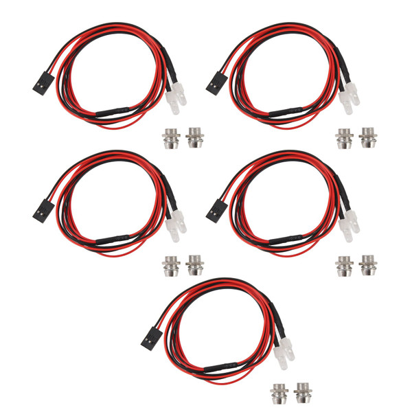 5pcs RC Car LED Light Universal High Brightness Red Light 5mm Lamp Beads 2 LED RC Light Kit for Traxxas for Hsp for Redcat