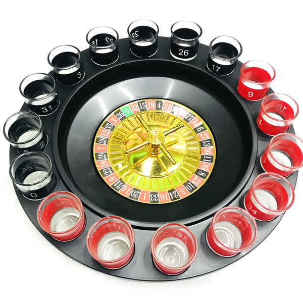 16 Holes Shot Glass Roulette Bar Wine Cups Roulette Kit Party Drinking Games Set