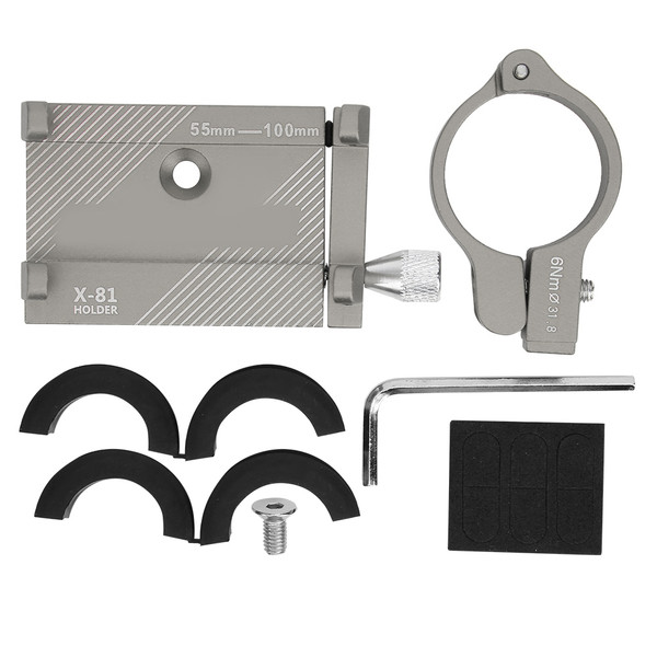 Bike Mobile Phone Mount Bracket Aluminium Alloy Bicycle Navigation Stand Cycling EquipmentTitanium Color