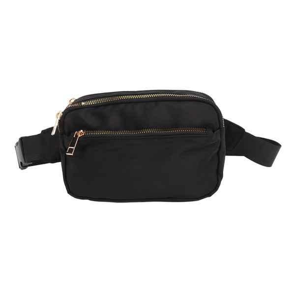 Waist Bag Fashionable Large Capacity Oxford Cloth Hip Bum Chest Bag for Running Hiking Travel Workout Black