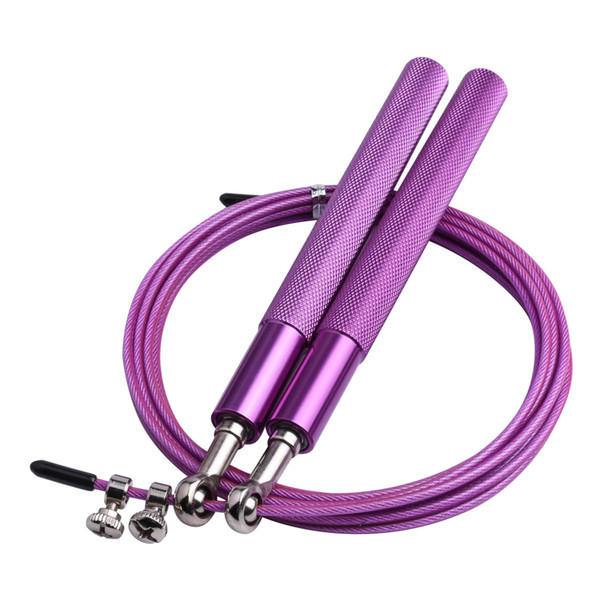 Jump Rope Aluminum Handle Steel Wire Skipping Workout Training Tool for Home Gym Purple