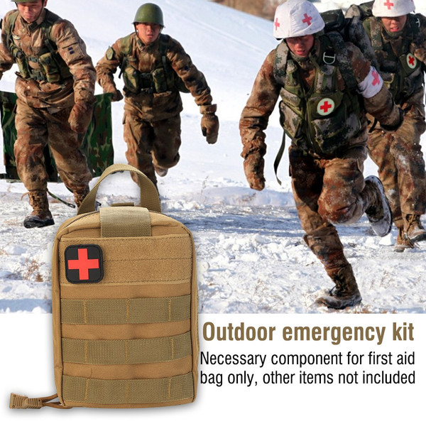 Outdoor Survival Military First Aid Bag Climbing Emergency Medical Pouch (Khaki)
