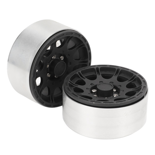 2Pcs 1.9 Inch Wheel Hub Aluminum Alloy Beadlock Wheels Rim Hubs for Axial Scx10 RC Car Black