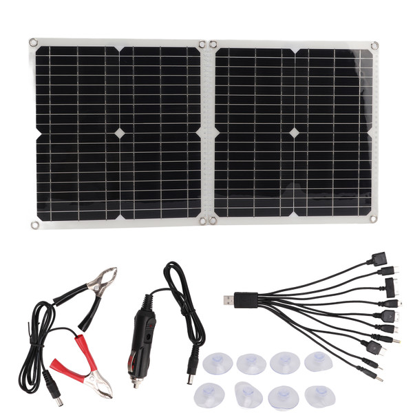 Outdoor Charging Solar Panel 50W Foldable USB Monocrystalline Solar Panel Kit for Mobile Phone Laptops