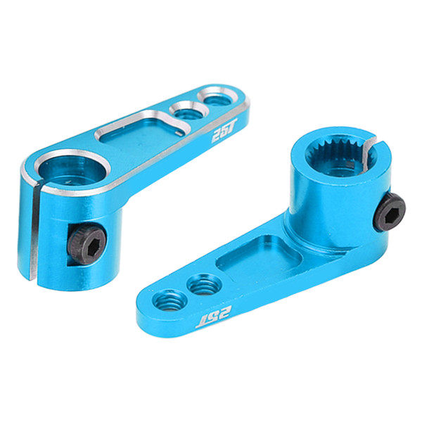 2Pcs RC Steering Arm 25T Anodized Treatment Accurate Size Stable Performance Small Light Servo Horn Arm for RC CarsBlue