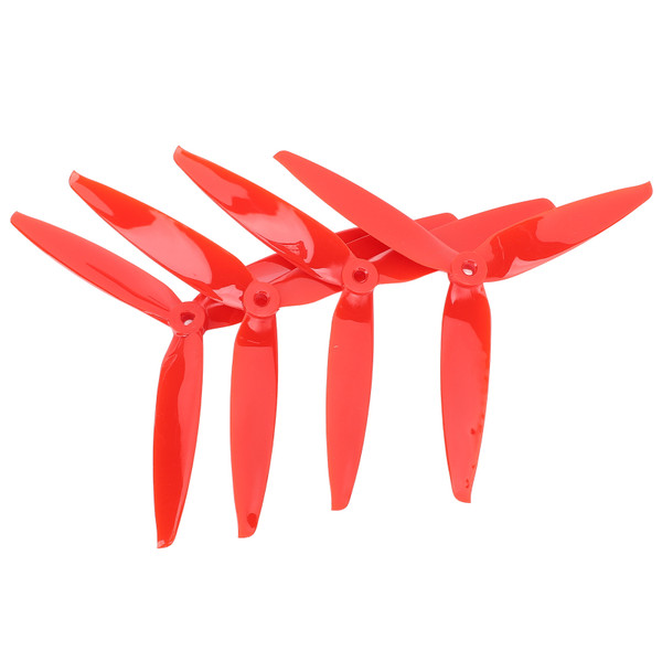 4PCS Tri Blade Propellers Polycarbonate 7040 FPV Propeller with 3 Blades for 7 Inch 8 Inch FPV RC Drone Red