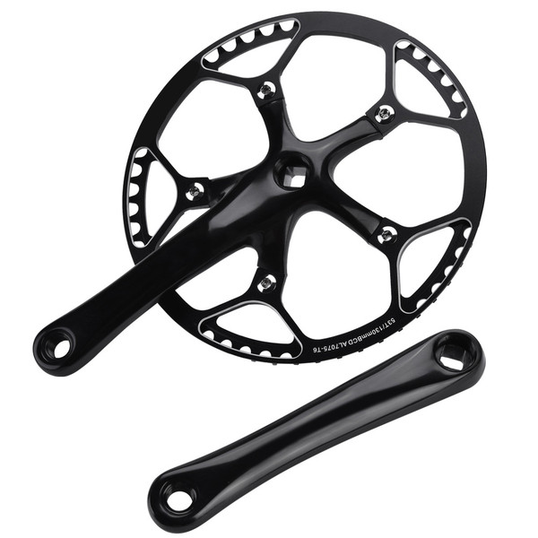 Mountain Bike Aluminum Alloy Hollow Integral Single Speed Crank Set Arm (Black)