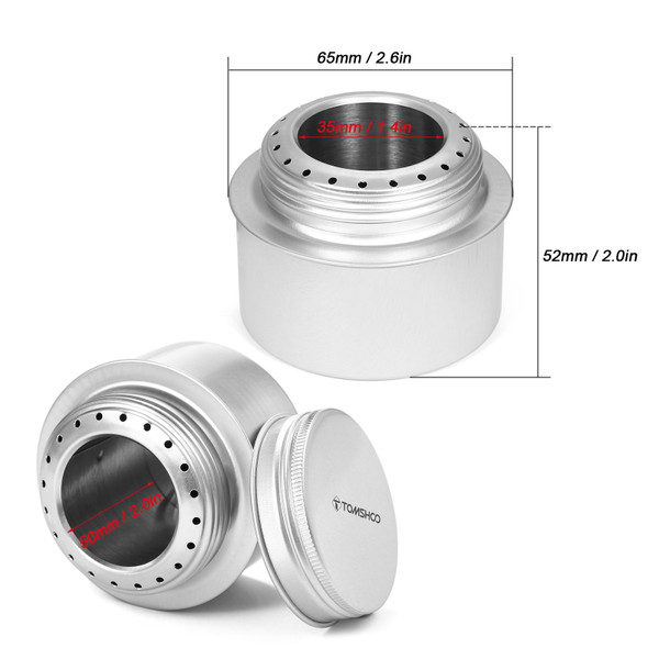 TOMSHOO Portable Mini Aluminum Alloy Alcohol Stove with Lid and Stainless Steel Windscreen Wind Shield for Outdoor Camping Hiking Backpacking Cooking