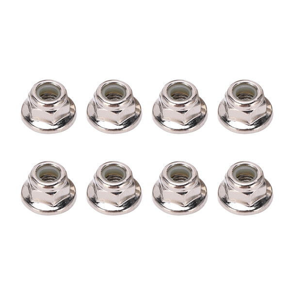 8PCS Metal M4 Wheel Lock Nut Flange Nylon Lock Nuts for Arrma Typhon 1/10 RC Car PartsSilver