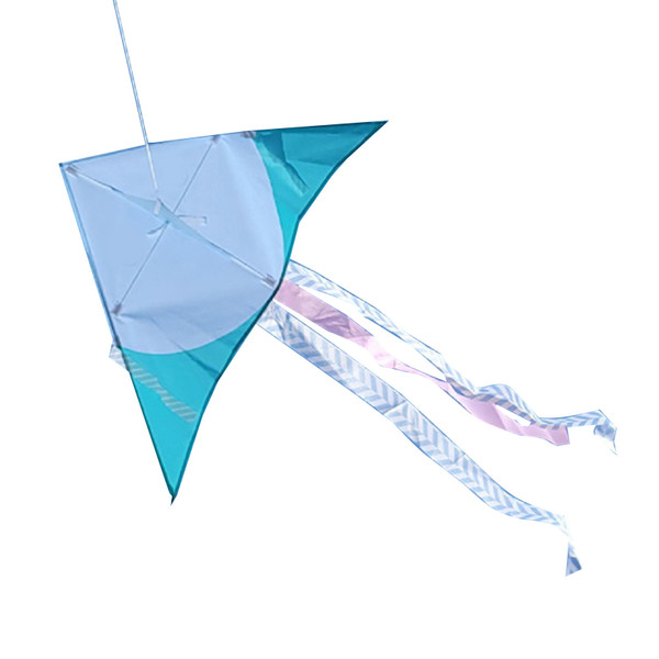 Cartoon Kite Durable Exquisite Triangle Colorful Kite Easy Fly Beginner Kite for Children Adults Blue