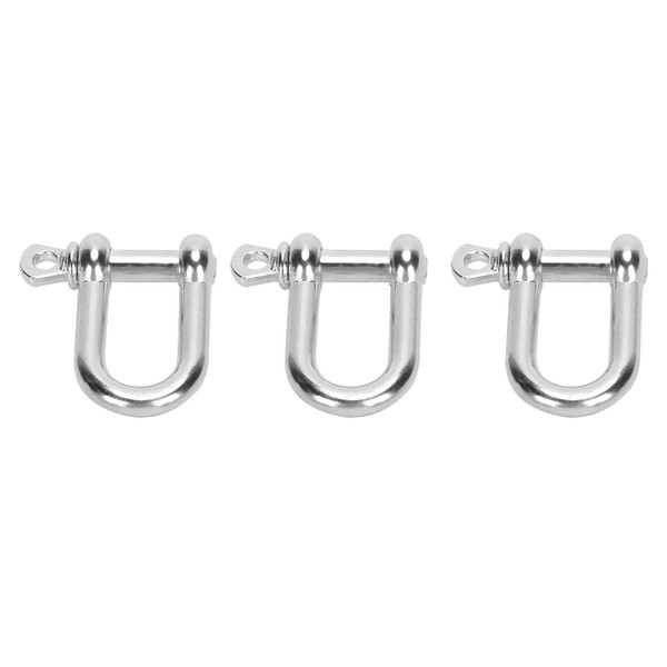 3pcs U Shape Shackle Zinc Alloy D Ring Lock Bow Shackle for Paracord Bracelet Flat Head