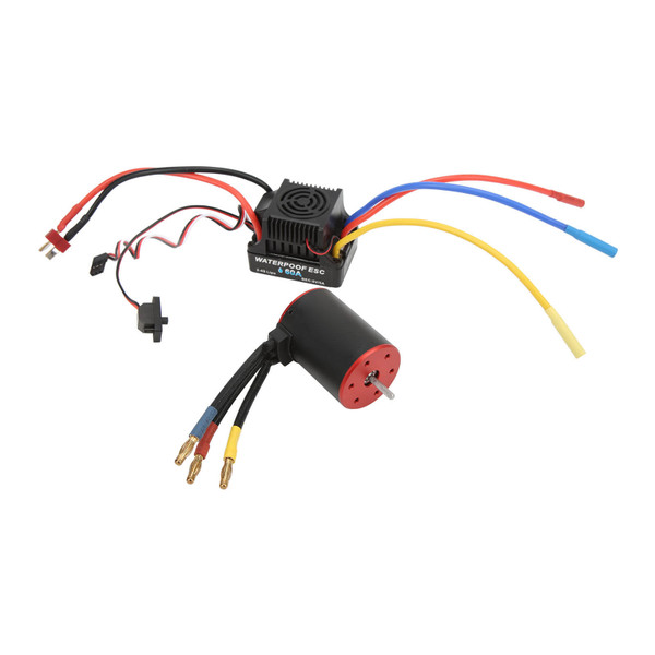 3650 2300KV Brushless Motor 60A ESC Electric Governor Long Line for 1/8 1/10 RC Car