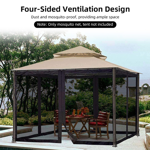 Mosquito Netting for Patio Canopy Umbrella Screen Netting for Porch Patio and Outdoor Living Spaces 4-Panel Patio Screen Walls with Zipper