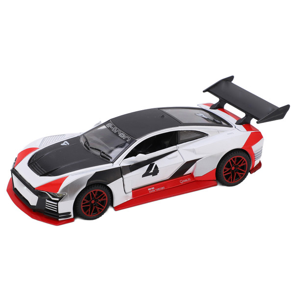 1/32 Sports Racing Car Model Alloy Diecast Pull Back Vehicle Toy with Sound and Light for Toddlers KidsWhite