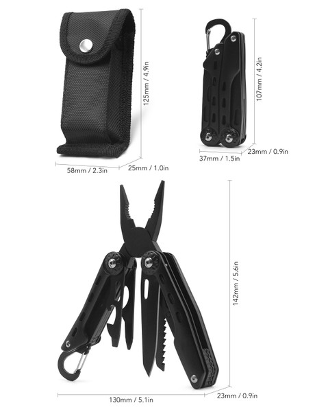 Multitool Pliers 10-in-1 Stainless Steel Pocket Knife Multi-Pliers Foldable Pocket Multitool Pliers with Sheath for Outdoor Survival, Camping, Hunting, Fishing and Hiking
