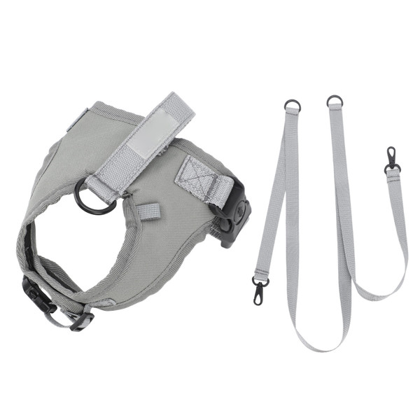 Dog Harness Vest with Leash Adjustable Reflective Padded Nylon Easy Control Pet Harness for Walking Medium Size Dog Grey