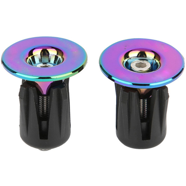 1Pair Bike Handlebar Grips Bar Ends Screw Plugs Electroplate Colorful Bicycle Cycling Accessory