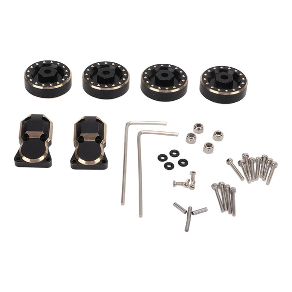 RC Wheel Hub Counterweight Brass Axle Cover Kit Replacement Part for Axial SCX24 1/24 Remote Control Vehicle