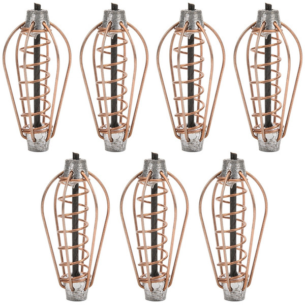 Portable Metal Fishing Feeder Lure Bait Cage Tackle Accessories with Weightcopper colour 20g(7pcs)