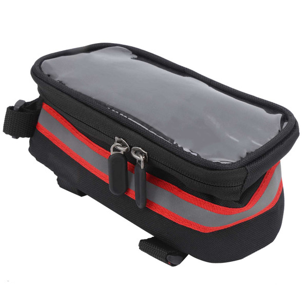 Touch Screen Bicycle Bag Cycling MTB Bike Frame Front Tube Storage Bag for 6.3x3.2in PhoneRed