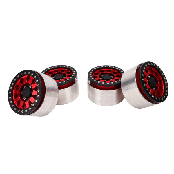 4pcs RC Car Wheel Professional Aluminium Alloy Replacement RC Wheel Rims for SCX6 1/6 RC Cars 2.9inch Red