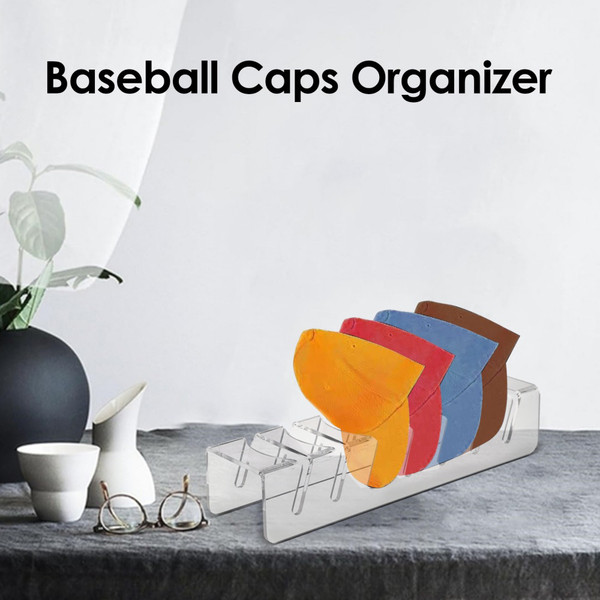 Acrylic Hat Organizer Stand Space-Saving Baseball Cap Organizer for 7 Caps No Installation Required Hat Rack Stand for Bedroom Closet Dresser
