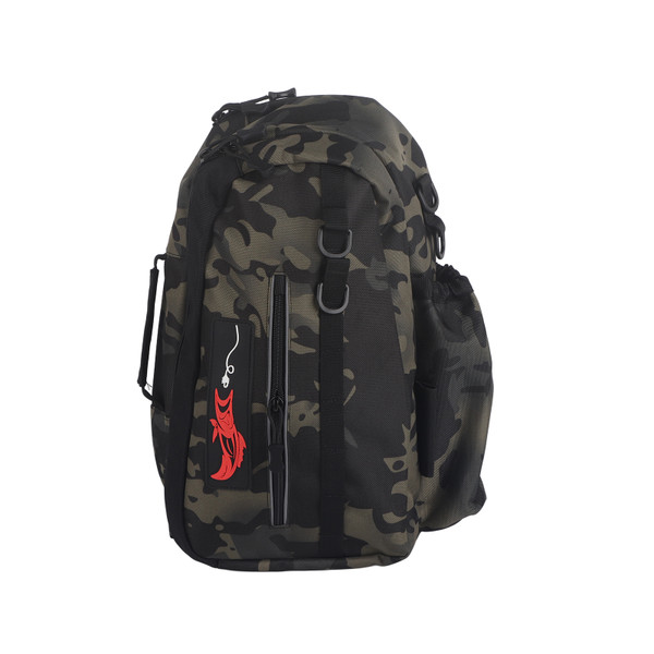 Fishing Tackle Storage Bag with Rod Holder Reflective Strip Fishing Shoulder Bag Cross Body Sling Bag for Outdoor Fishing Hiking Camping