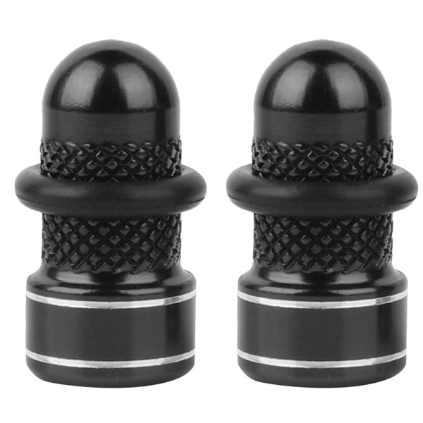 1Pair Aluminum Alloy Anodized Bike Tire Rim Wheel Air Valve Anti dust Cover Caps (Black)