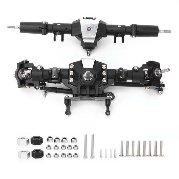 Aluminum Alloy Steel Diamond Front Rear Axle Fit for Axial SCX10-ll 90046 RC CarBlack