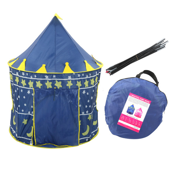 Children Play Tent Castle Indoor Outdoor Princess Prince Playhouse Tent Toy for Kids GiftsBlue