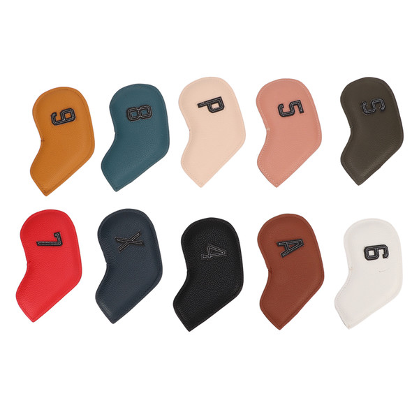 10PCS Golf Iron Head Cover Waterproof PU Numerical Golf Iron Headcover for Outdoor Sports