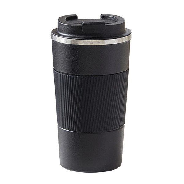 Insulated Travel Coffee Mug Black Leakage Proof Double Wall Stainless Steel Coffee Cup with Lid for Office Outdoor Home Small 380ml