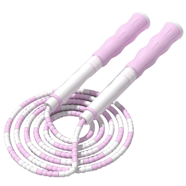 Kids Jump Rope Adjustable Length High Flexibility Anti Slip Handle Beaded Skipping Rope for Home School Exercise Purple