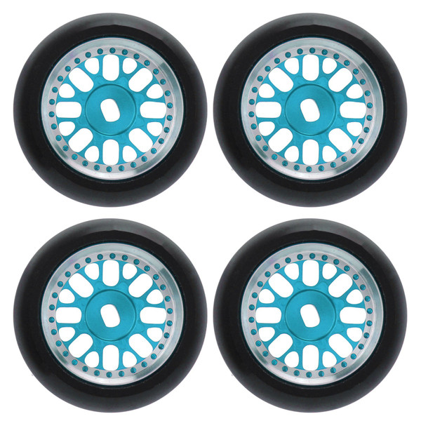 4pcs 16 Pairs RC Tire Aluminum Alloy Improving Stability Glossy for 1/28 RC Drift Tire for K969 for P929 for K989 Blue