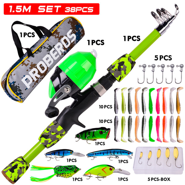 1.5m Children Fishing Pole Ultralight Fishing Rod Ultralight+Fishing Reel+Fishing Lures Fishing Tackle Storage Bag