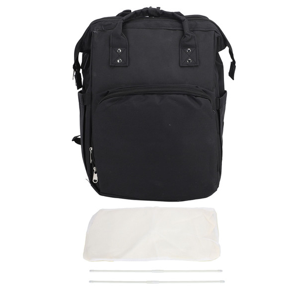 Diaper Bag Backpack Foldable Multi Pocket Insulated Milk Compartment Oxford Fabric Thickened Shoulder Straps Baby Nappy Bags for Outdoor Black