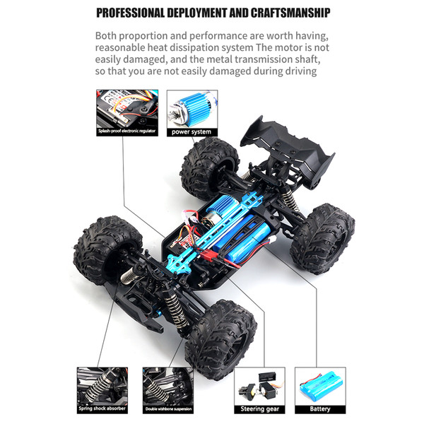RC Car High Speed 38km/h 1/16 2.4GHz Racing Car 4WD RTR Toy for Kids Boys