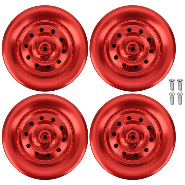 4Pcs Aluminum Alloy RC Truck Wheels Hubs Replacement Accessory for WPL D12 RC TruckRed
