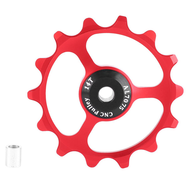 GUB Lightweight 14T Mountain Bike Bicycle Rear Derailleur Pulley Guide Wheel （Red）