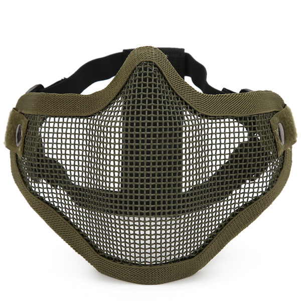 Metal Mesh Face Guard Tactics Half Cover Protective Safety Film Pure Color Anti Riot CS(Green )