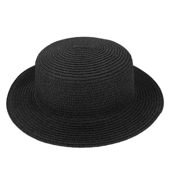 Men Women Straw Hat Travel Beach Sun Block Hat Summer Wide Brim Straw Hat UPF 50+ Black