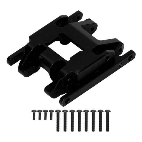 RC Car Gearbox Base for Traxxas 1/18 RC Car High Pressure Resistance Aluminum Alloy RC Center Skid Plate with Screws Black