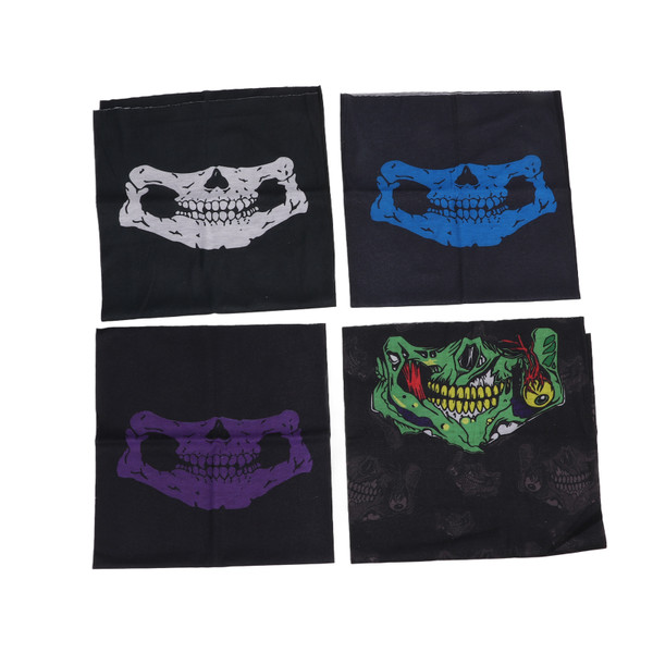 Halloween Skull Headscarf Cycling Windproof Skull Half Face Scarf Seamless Neck Gaiters
