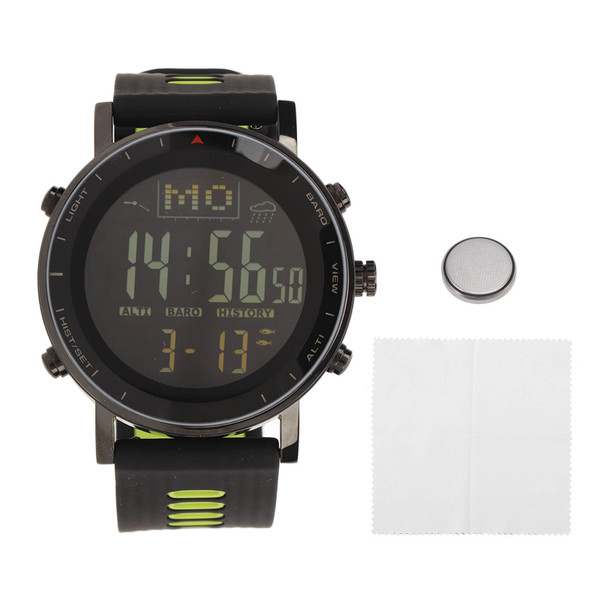 Outdoor Sports Watch Air Pressure Change Multifunctional Electronic Wrist Watch for Fishing Hiking Black Green