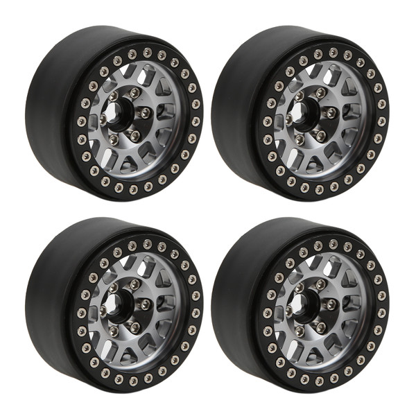 4pcs/set 1.9in Aluminum Alloy Beadlock Wheel Rims for Axial SCX10 90046 RC Crawler Car PartsTitanium