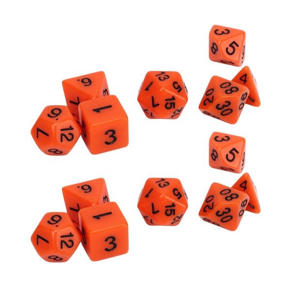 21PCS Polyhedral Dice Set Solid Color Plastic Anti Oxidation Educational Role Playing Dice for Game Orange