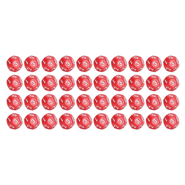 40Pcs 12 Sided Dice Set Polyhedral Dice for Family Party Board Game Pub Club Game Red